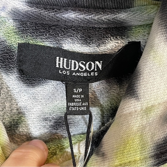 Hudson Pullover Cotton Tie-Dye Hoodie White Black Size S - Picture 4 of 7